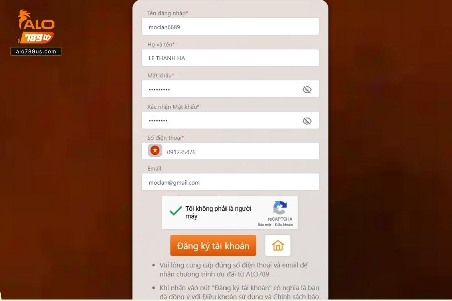 Các bước thực hiện việc tạo tài khoản tại nhà cái Alo789